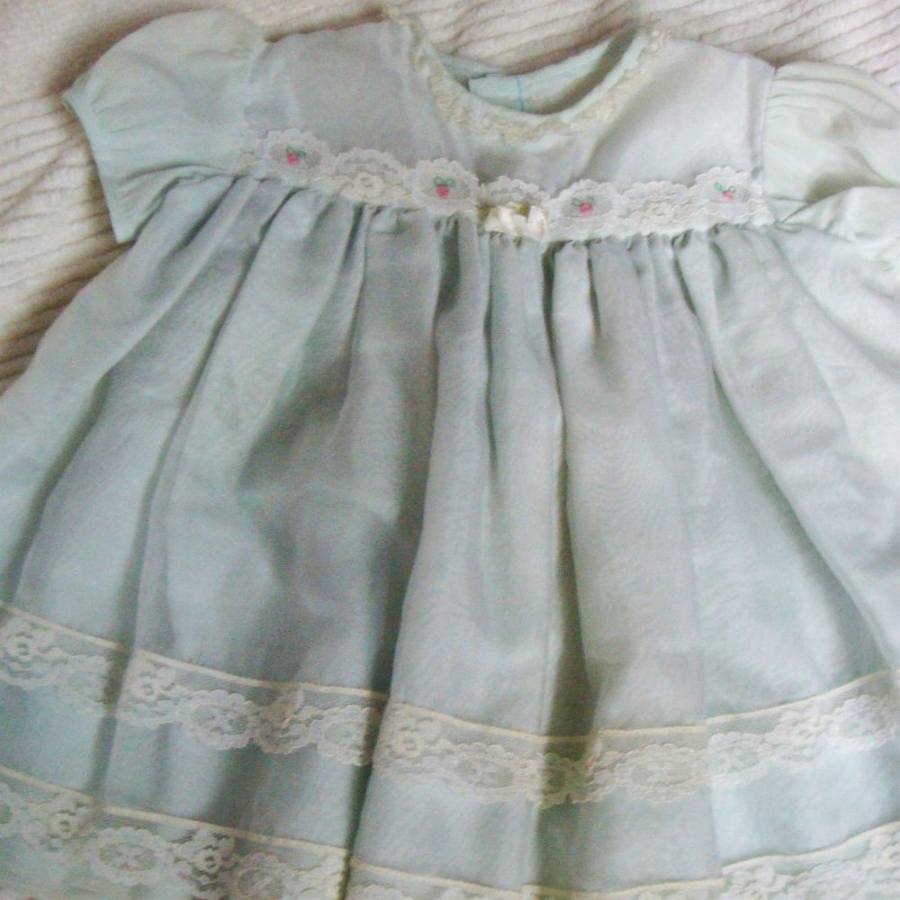 1960S NANETTE Aqua Blue Baby Girl Dress